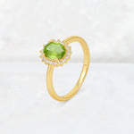 Oval Peridot Halo Vintage Engagement Ring - Additional view