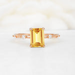Minimalist Emerald Cut Side Stone Accent Citrine Engagement Ring - Additional view