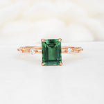 Minimalist Emerald Cut Side Stone Accent Emerald Engagement Ring - Additional view