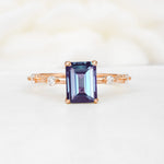 Minimalist Emerald Cut Side Stone Accent Alexandrite Engagement Ring - Additional view