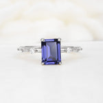 Minimalist Emerald Cut Side Stone Accent Tanzanite Engagement Ring - Additional view