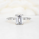 Minimalist Emerald Cut Side Stone Accent Lab Diamond Engagement Ring - Additional view