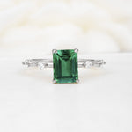Minimalist Emerald Cut Side Stone Accent Emerald Engagement Ring - Additional view