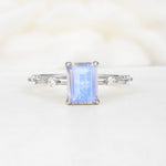 Minimalist Emerald Cut Side Stone Accent Moonstone Engagement Ring - Additional view