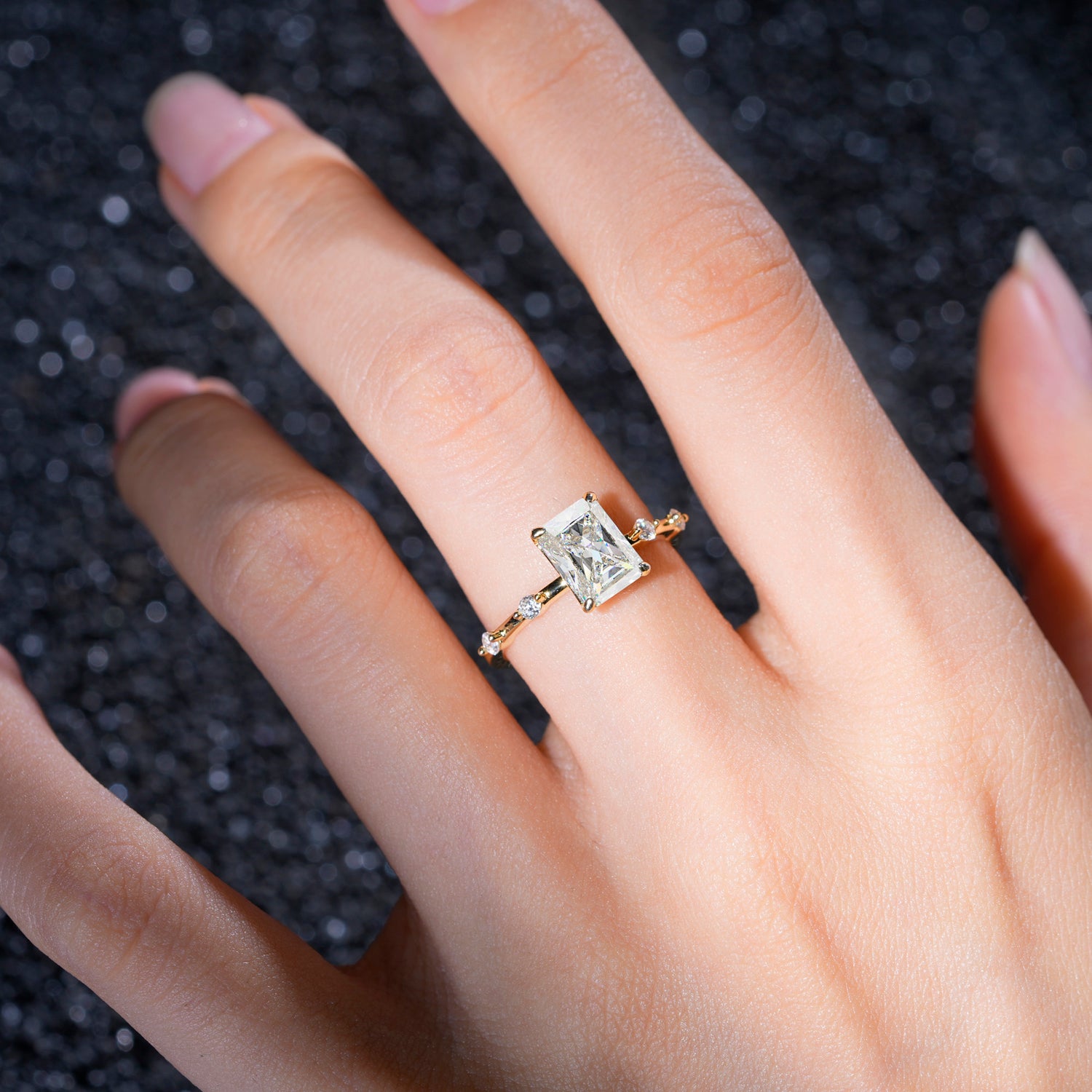 Classic Sparkling Kite Cut Moissanite Engagement Ring