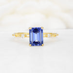 Minimalist Emerald Cut Side Stone Accent Sapphire Engagement Ring - Additional view