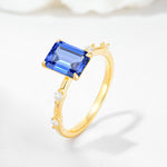 Minimalist Emerald Cut Side Stone Accent Sapphire Engagement Ring - Additional view
