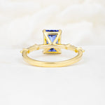 Minimalist Emerald Cut Side Stone Accent Sapphire Engagement Ring - Additional view