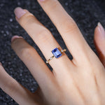 Minimalist Emerald Cut Side Stone Accent Sapphire Engagement Ring - Additional view