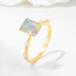 Minimalist Emerald Cut Side Stone Accent Fire Opal Engagement Ring - Additional view