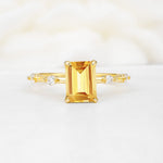 Minimalist Emerald Cut Side Stone Accent Citrine Engagement Ring - Additional view