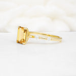 Minimalist Emerald Cut Side Stone Accent Citrine Engagement Ring - Additional view