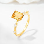 Minimalist Emerald Cut Side Stone Accent Citrine Engagement Ring - Additional view