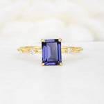 Minimalist Emerald Cut Side Stone Accent Tanzanite Engagement Ring - Additional view