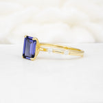 Minimalist Emerald Cut Side Stone Accent Tanzanite Engagement Ring - Additional view