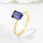 Minimalist Emerald Cut Side Stone Accent Tanzanite Engagement Ring - Additional view