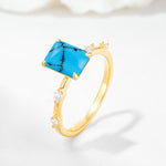 Minimalist Emerald Cut Side Stone Accent Turquoise Engagement Ring - Additional view