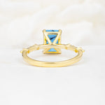 Minimalist Emerald Cut Side Stone Accent Turquoise Engagement Ring - Additional view