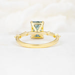Minimalist Emerald Cut Side Stone Accent Moss Agate Engagement Ring - Additional view