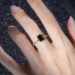 Minimalist Emerald Cut Side Stone Accent Black Onyx Engagement Ring - Additional view