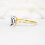 Minimalist Emerald Cut Side Stone Accent Lab Diamond Engagement Ring - Additional view