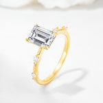 Minimalist Emerald Cut Side Stone Accent Lab Diamond Engagement Ring - Additional view