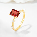 Minimalist Emerald Cut Side Stone Accent Garnet Engagement Ring - Additional view