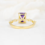 Minimalist Emerald Cut Side Stone Accent Amethyst Engagement Ring - Additional view