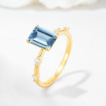 Minimalist Emerald Cut Side Stone Accent Aquamarine Engagement Ring - Additional view