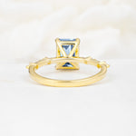 Minimalist Emerald Cut Side Stone Accent Aquamarine Engagement Ring - Additional view