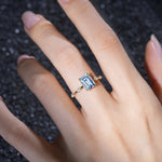 Minimalist Emerald Cut Side Stone Accent Aquamarine Engagement Ring - Additional view