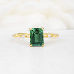Minimalist Emerald Cut Side Stone Accent Emerald Engagement Ring - Additional view