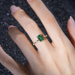 Minimalist Emerald Cut Side Stone Accent Emerald Engagement Ring - Additional view