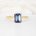 Minimalist Emerald Cut Side Stone Accent Alexandrite Engagement Ring - Additional view