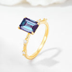 Minimalist Emerald Cut Side Stone Accent Alexandrite Engagement Ring - Additional view