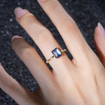 Minimalist Emerald Cut Side Stone Accent Alexandrite Engagement Ring - Additional view