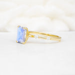 Minimalist Emerald Cut Side Stone Accent Moonstone Engagement Ring - Additional view