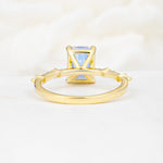 Minimalist Emerald Cut Side Stone Accent Moonstone Engagement Ring - Additional view