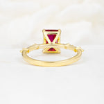 Minimalist Emerald Cut Side Stone Accent Ruby Engagement Ring - Additional view
