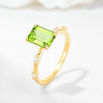 Minimalist Emerald Cut Side Stone Accent Peridot Engagement Ring - Additional view
