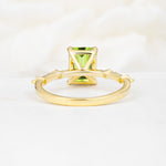 Minimalist Emerald Cut Side Stone Accent Peridot Engagement Ring - Additional view