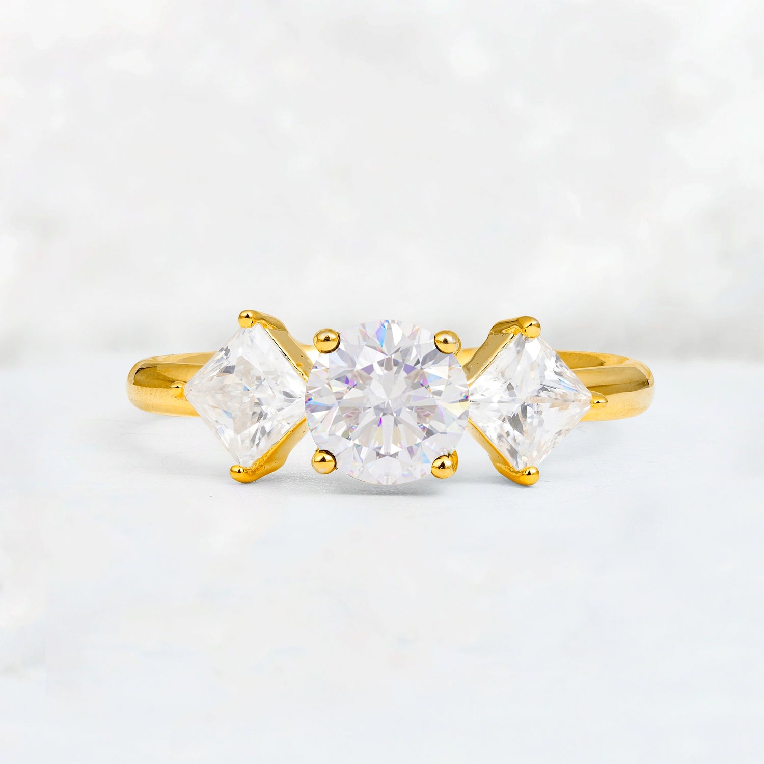 Vintage Floral Round Cut Fire Moissanite Engagement Ring