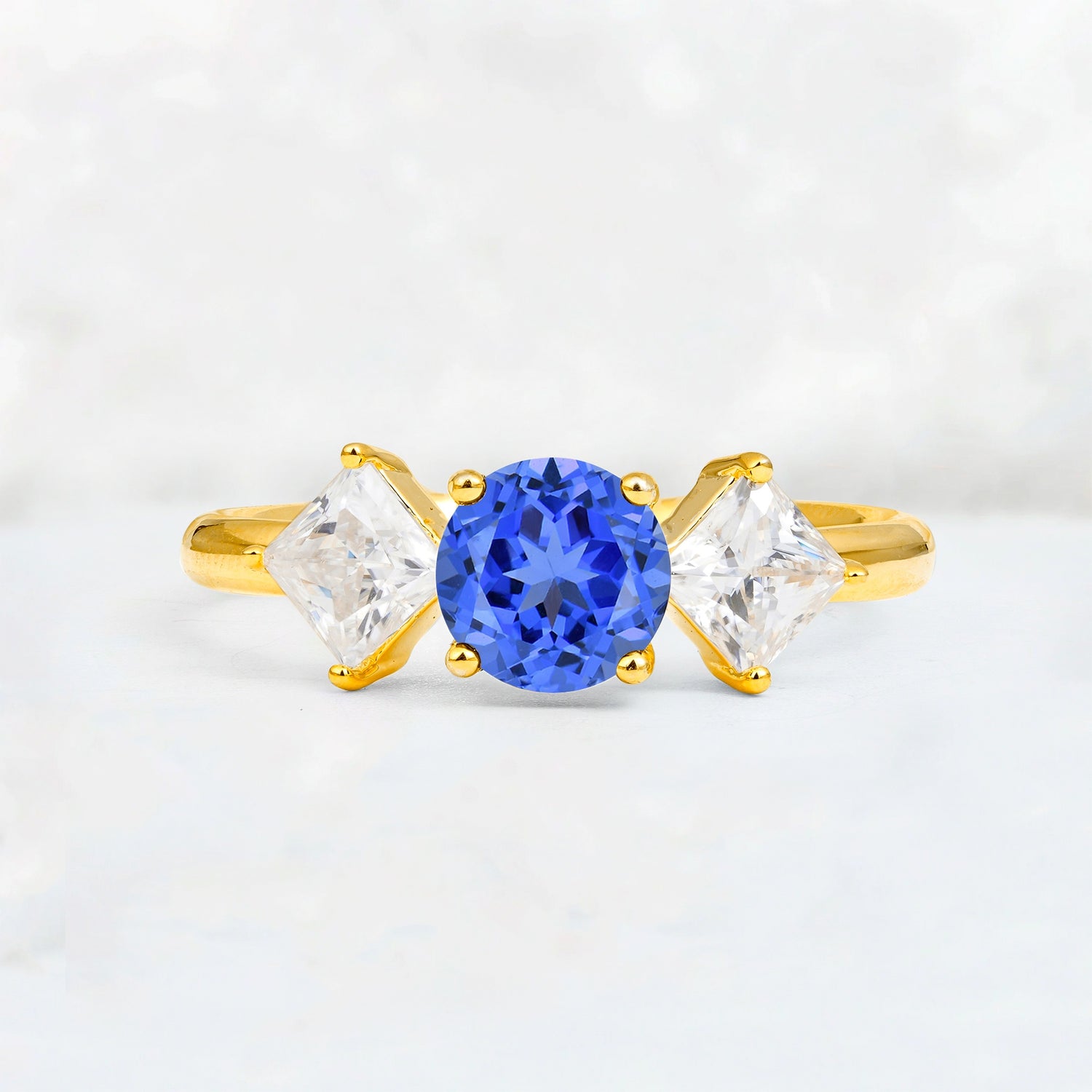 Vintage Floral Round Cut Fire Sapphire Engagement Ring