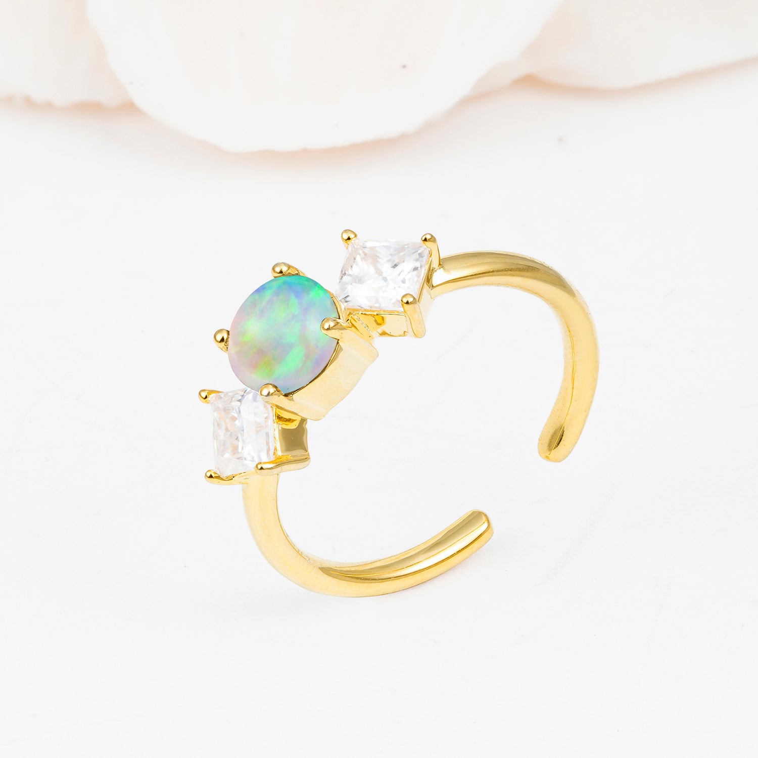 Vintage Floral Round Cut Fire Opal Engagement Ring