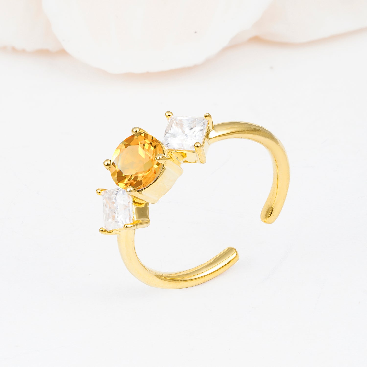 Vintage Floral Round Cut Fire Citrine Engagement Ring