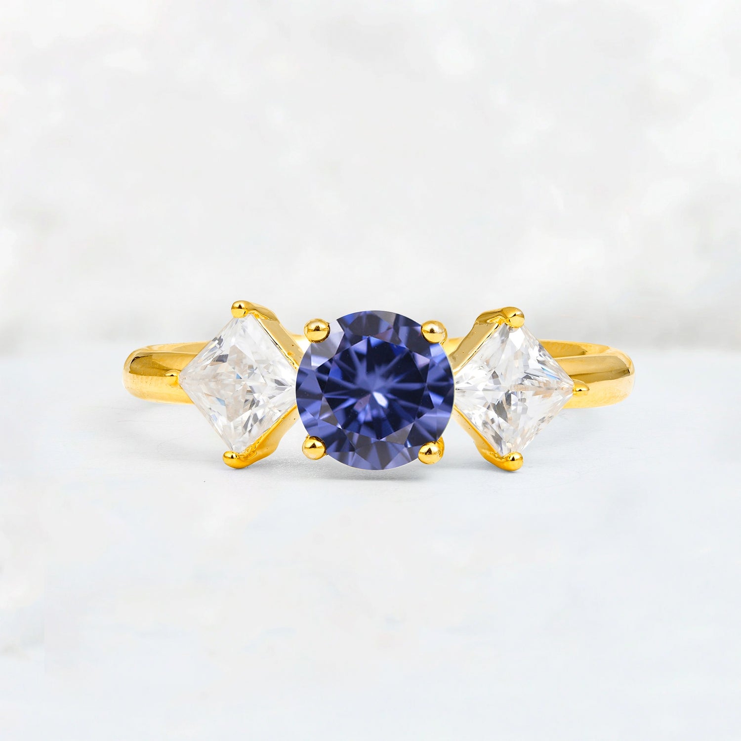 Vintage Floral Round Cut Fire Tanzanite Engagement Ring
