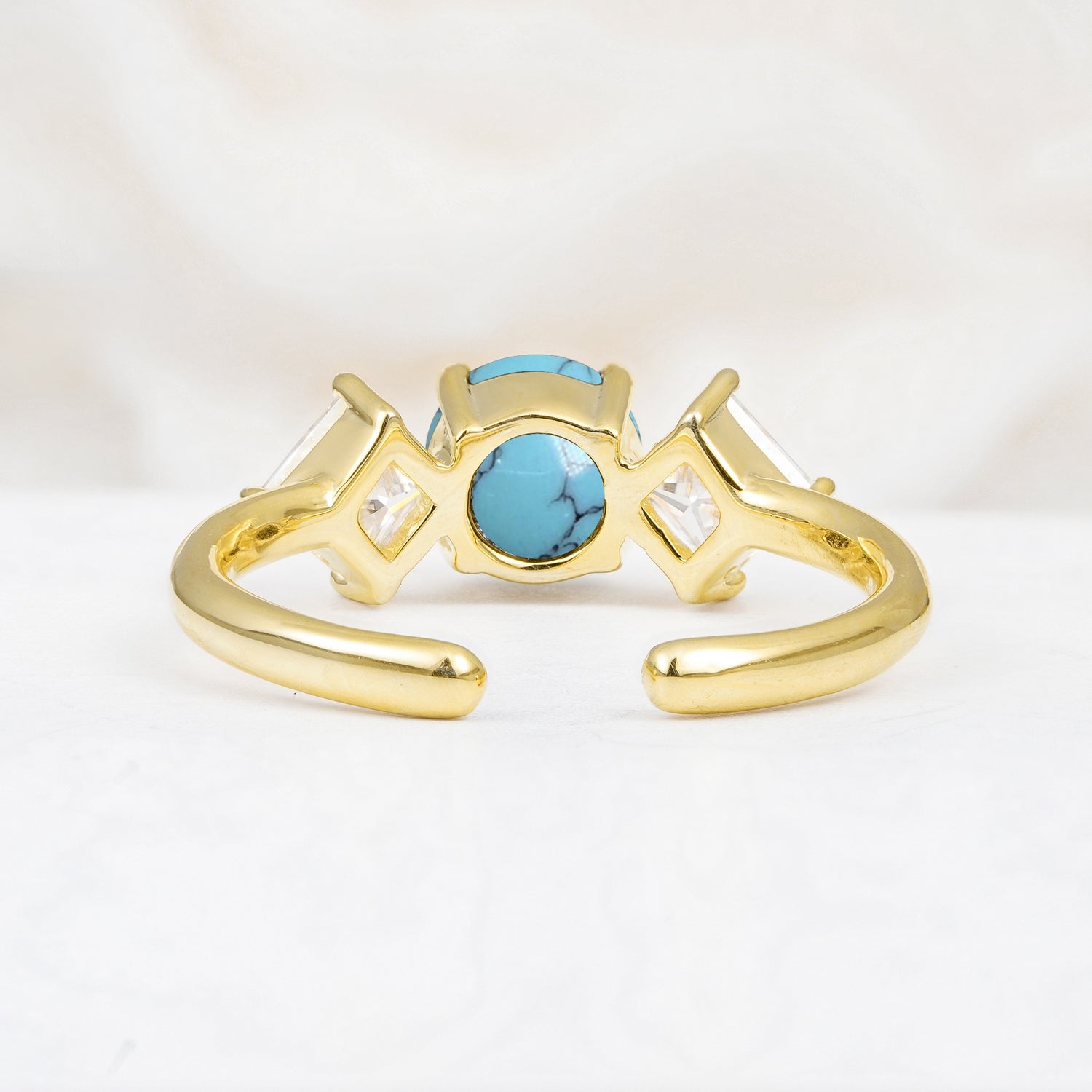 Vintage Floral Round Cut Fire Turquoise Engagement Ring
