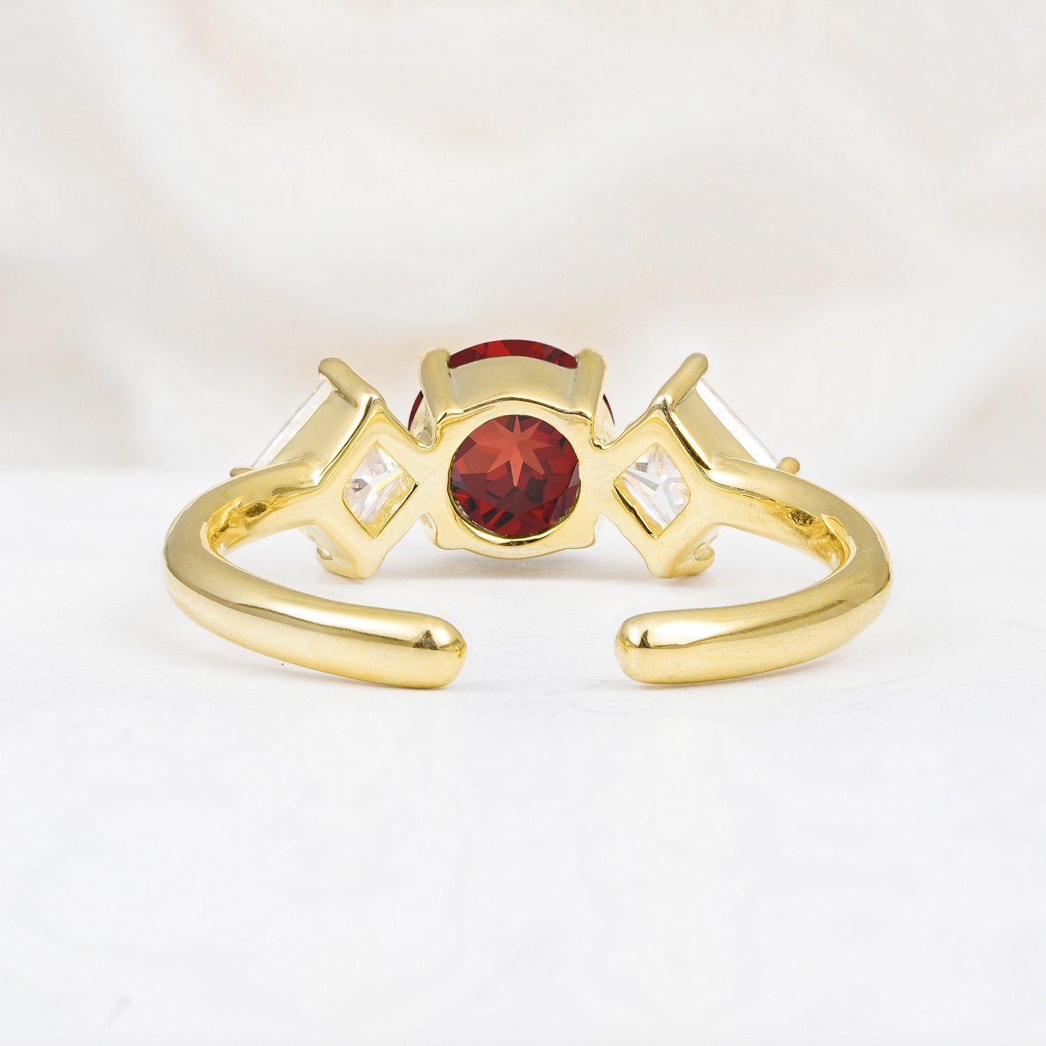 Vintage Floral Round Cut Fire Garnet Engagement Ring
