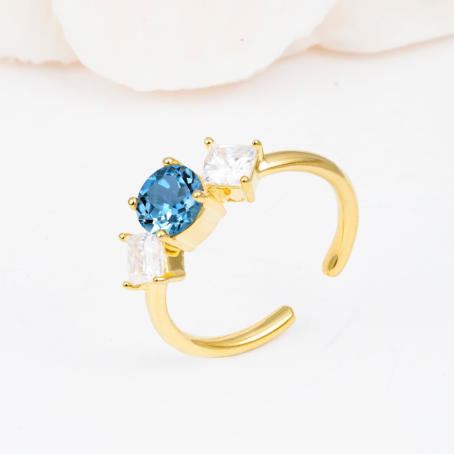 Vintage Floral Round Cut Aquamarine Engagement Ring