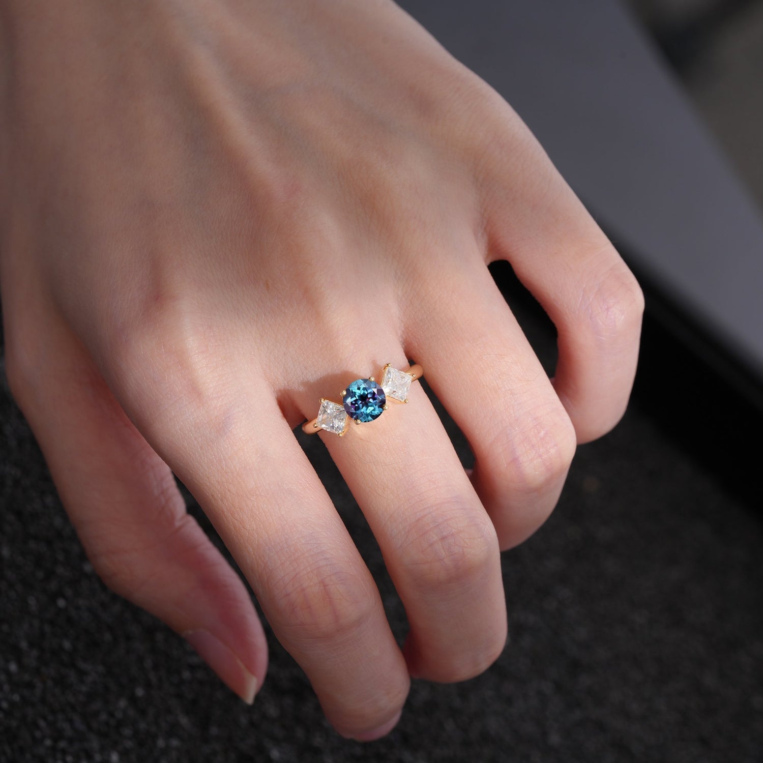 Vintage Floral Round Cut Fire Alexandrite Engagement Ring